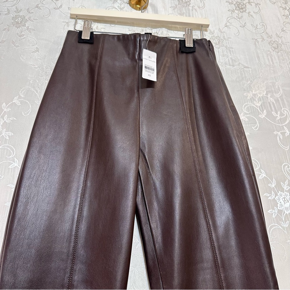 Ann Taylor Women's Brown Faux Leather Pants XSMALL NWT - Picture 5 of 11